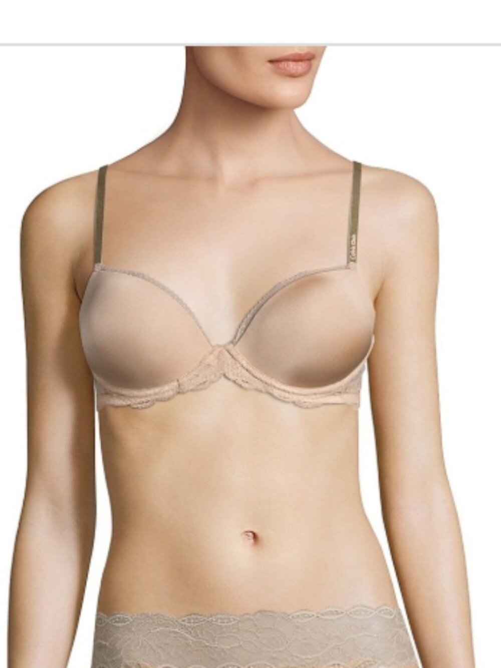 Calvin Klein Underwear Seductive Comfort Demi Lift Bra Beige Size 36DD 6994